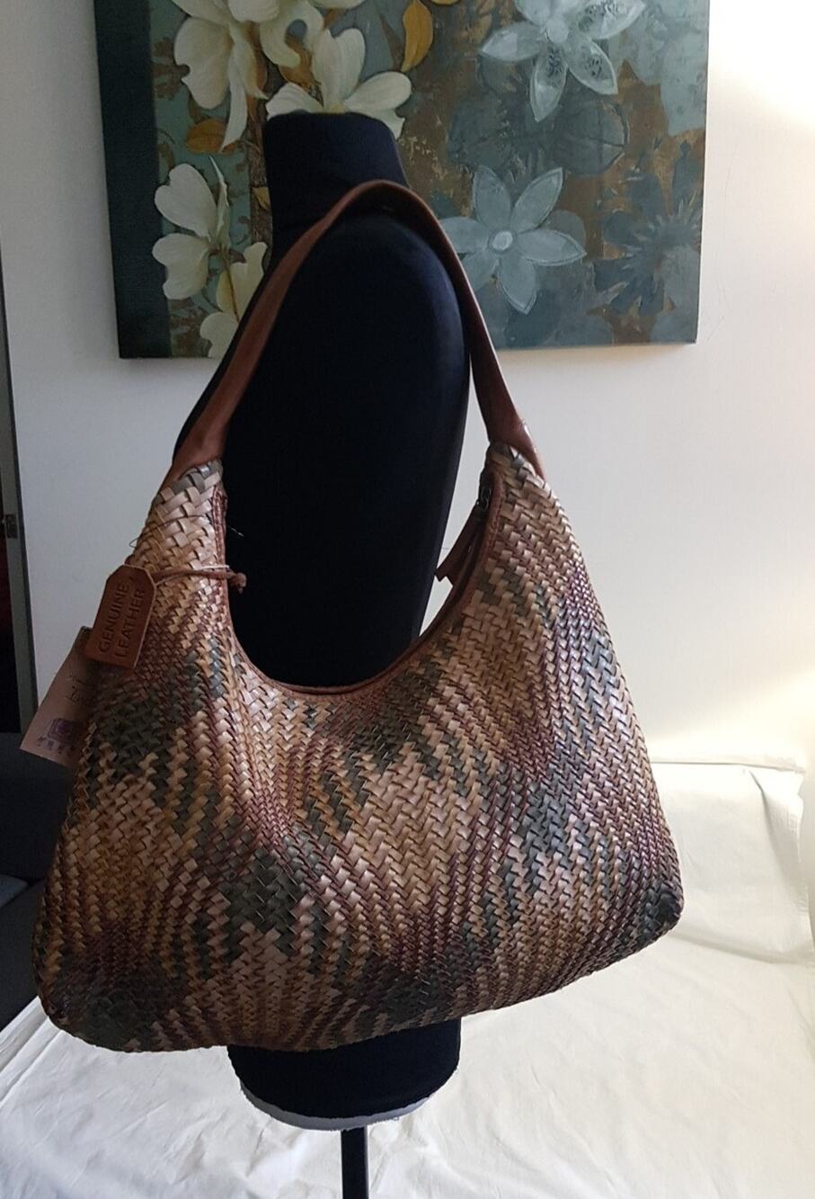 Handcrafted In India Woven Hobo Knitted Leather Bohemian Style Big Shoulder Bag
